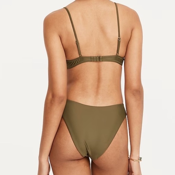 J.Crew Curved Waist Cheeky Bikini Bottoms Olive Green Size Small - Picture 2 of 8